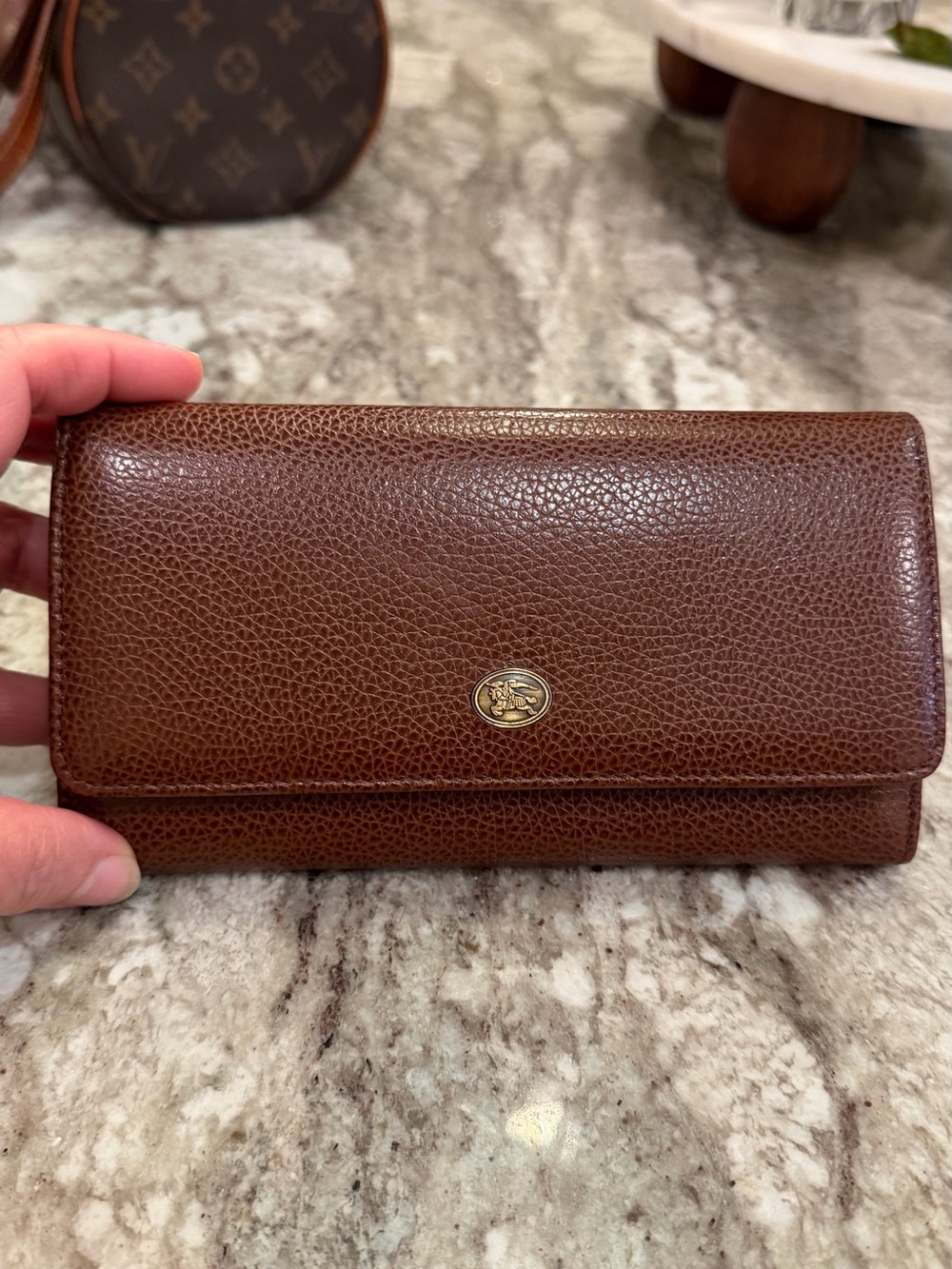 Rare Mint Vintage Burberrys Prancing Knight Leather French Purse Wallet..